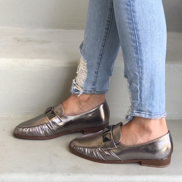 NIB Frosted Studded Slip On Boyfriend Loafer - Picture 3 of 6